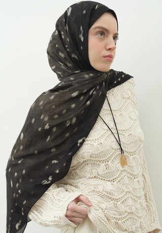 Fawn Pattern Cotton Viscose Hijab Black