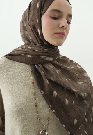 Fawn Pattern Cotton Viscose Hijab Taupe
