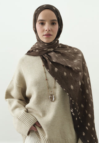 Fawn Pattern Cotton Viscose Hijab Taupe