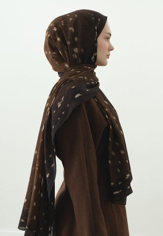 Fawn Pattern Cotton Viscose Hijab Brown
