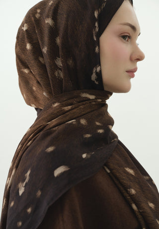 Fawn Pattern Cotton Viscose Hijab Brown