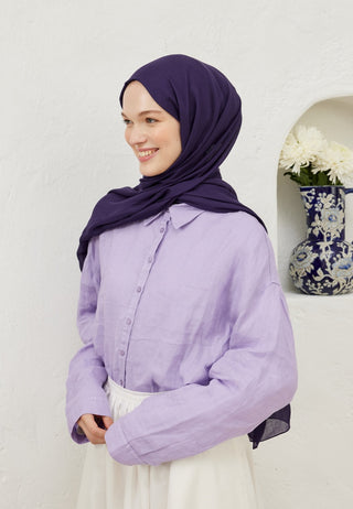 Rami Viscose Hijab Eggplant Purple