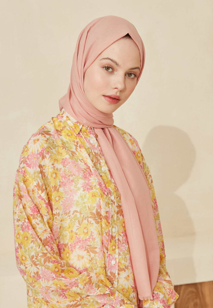 Thin Cotton Voile Hijab Dusty Pink