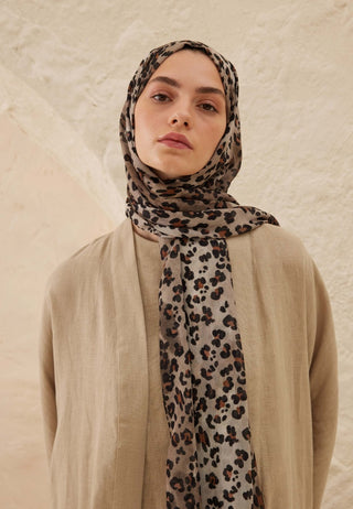 Leopar Pattern Rami Hijab Mink