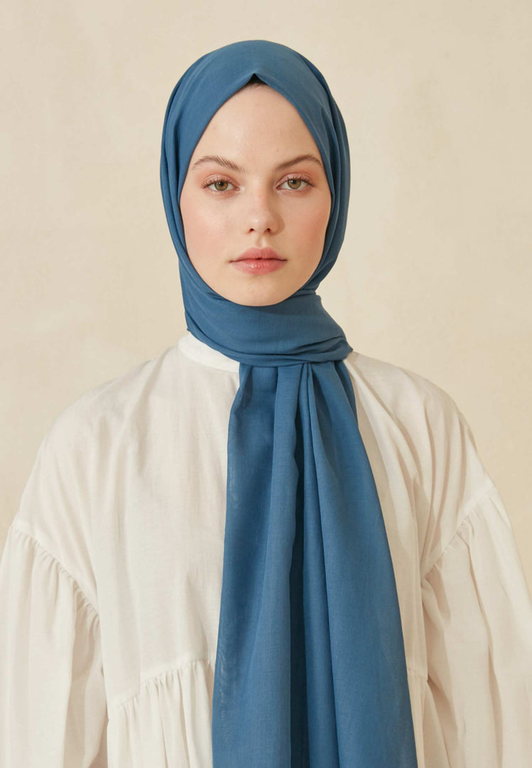 Thin Cotton Voile Hijab Indigo
