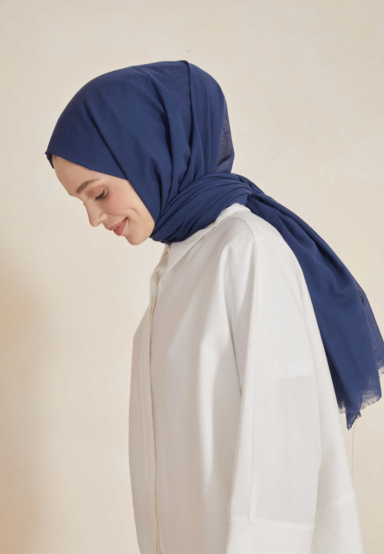 Thin Cotton Voile Hijab Night Blue