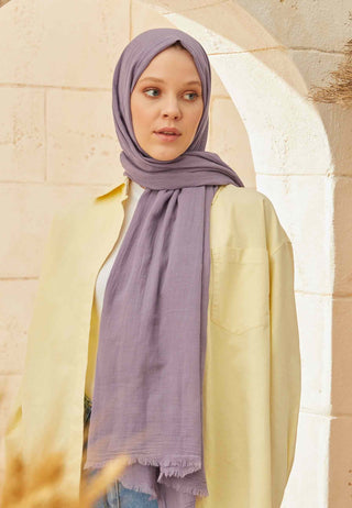 ORGANİK PAMUK ŞAL PUSLU MOR