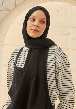 ORGANİK PAMUK ŞAL SİYAH