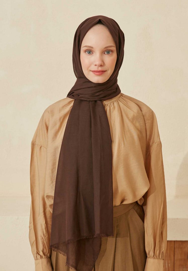 Thin Cotton Voile Hijab Red Brown