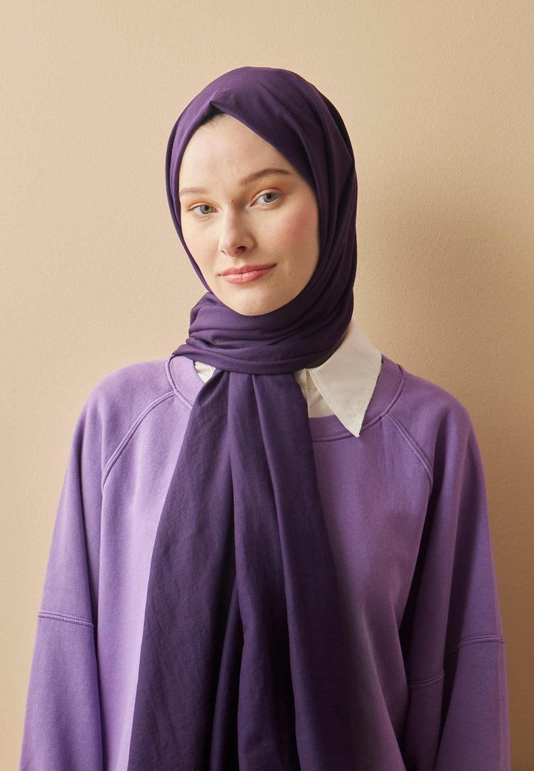 Cotton Crash Hijab Eggplant Purple freshscarfs