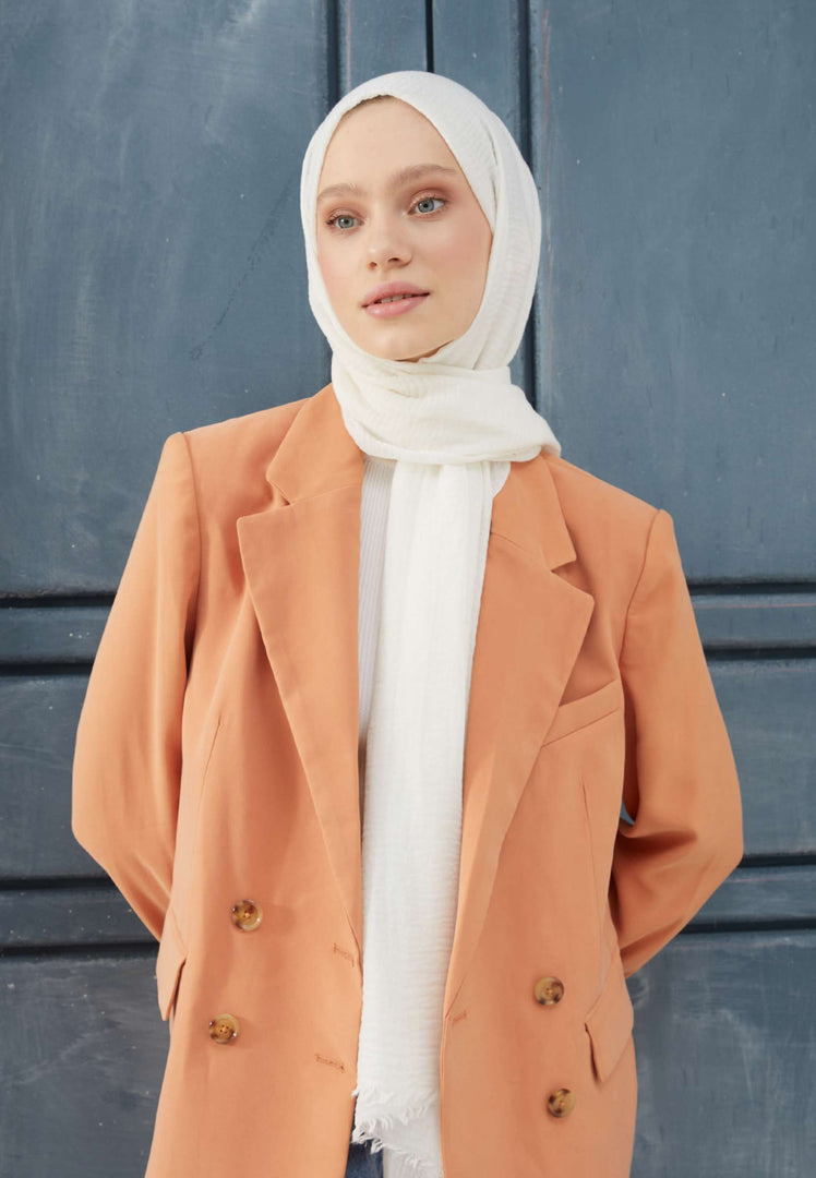 Crinkle Cotton Hijab Off White freshscarfs