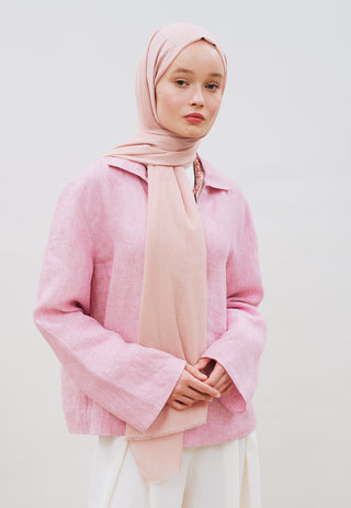 Dünner Baumwoll-Voile-Hijab Puderrosa