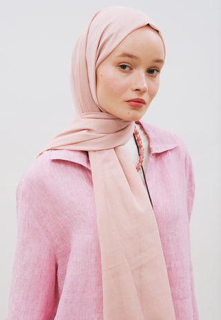 Dünner Baumwoll-Voile-Hijab Puderrosa