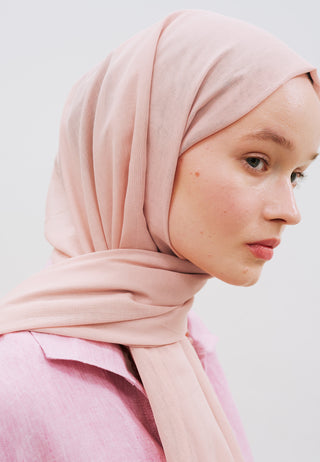 Dünner Baumwoll-Voile-Hijab Puderrosa