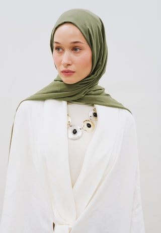 Dünner Baumwoll-Voile-Hijab, Militär-Khaki