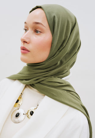 Dünner Baumwoll-Voile-Hijab, Militär-Khaki