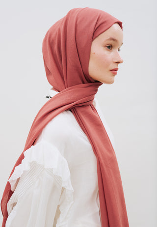 Dünner Baumwoll-Voile-Hijab Pfirsich