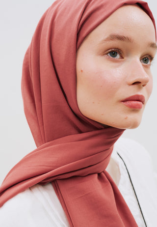 Dünner Baumwoll-Voile-Hijab Pfirsich
