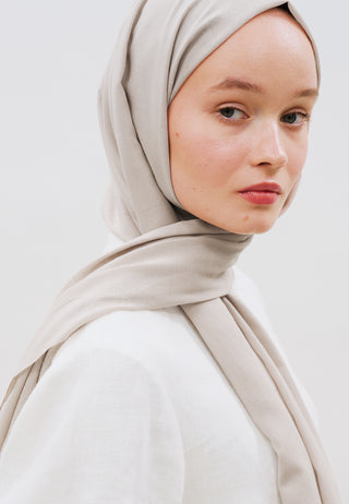 Dünner Baumwoll-Voile Hijab Beige