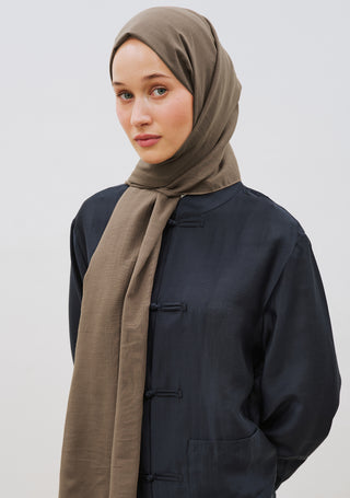 Dünner Baumwoll-Voile-Hijab Dunkeltaupe
