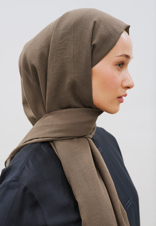 Dünner Baumwoll-Voile-Hijab Dunkeltaupe