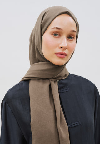 Dünner Baumwoll-Voile-Hijab Dunkeltaupe