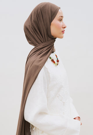 Jersey Hijab Dunkelbraun