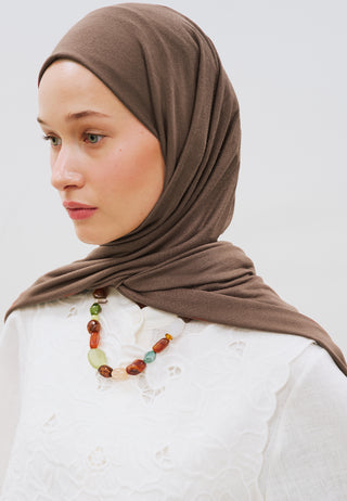 Jersey Hijab Dunkelbraun
