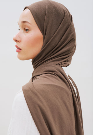 Jersey Hijab Dunkelbraun