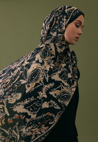 FLORAL PAISLEY DESEN ŞAL SİYAH