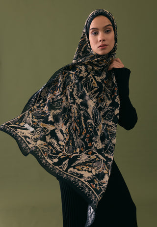 FLORAL PAISLEY DESEN ŞAL SİYAH