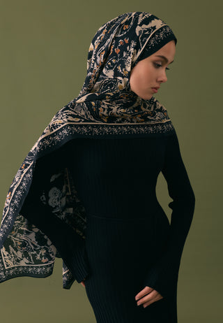 FLORAL PAISLEY DESEN ŞAL SİYAH