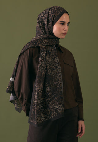 Freesia Patterned Hijab Cocoa