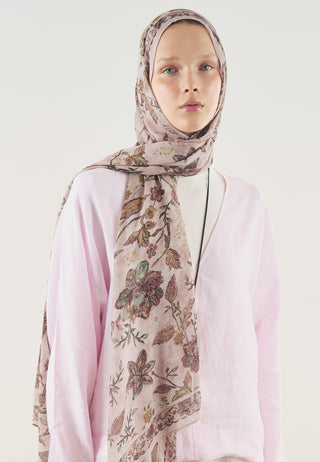 Ethnic Blossom Soft Viscose Hijab Powder Pink