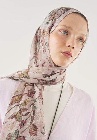 Ethnic Blossom Soft Viscose Hijab Powder Pink