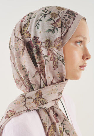 Ethnic Blossom Soft Viscose Hijab Powder Pink