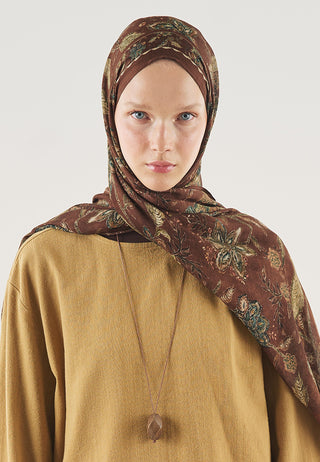 Ethnic Blossom Soft Viscose Hijab Cocoa