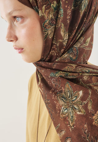 Ethnic Blossom Soft Viscose Hijab Cocoa