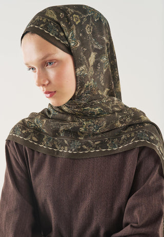 Ethnic Blossom Soft Viscose Hijab Dusty Brown