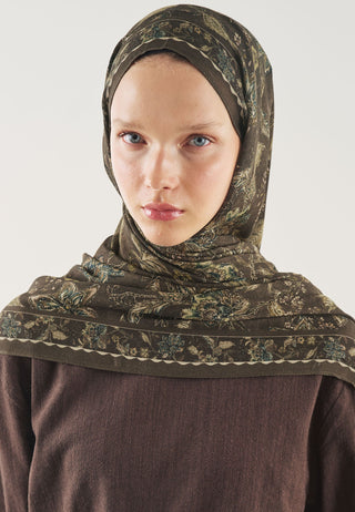 Ethnic Blossom Soft Viscose Hijab Dusty Brown