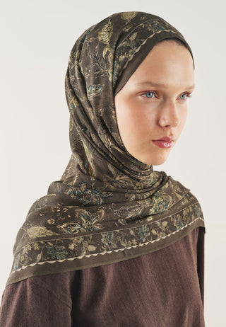 Ethnic Blossom Soft Viscose Hijab Dusty Brown