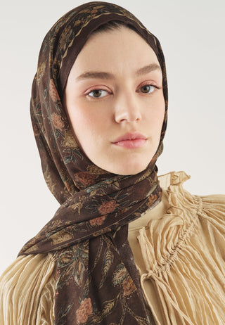 Ethnic Blossom Soft Viscose Hijab Chocolate Brown