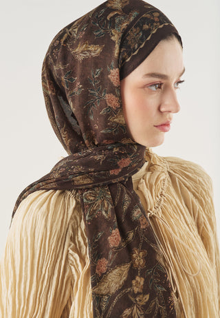 Ethnic Blossom Soft Viscose Hijab Chocolate Brown