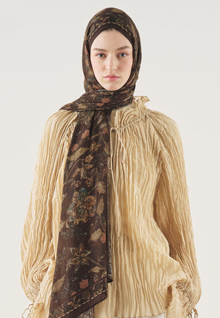 Ethnic Blossom Soft Viscose Hijab Chocolate Brown
