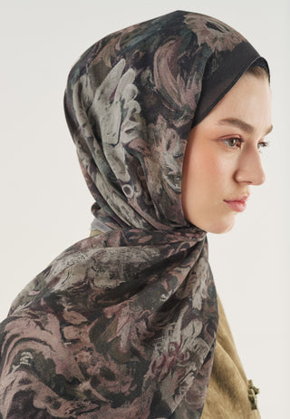 Floral Legacy Soft Viscose Hijab Anthracite