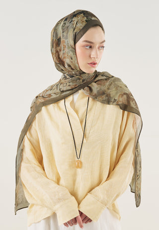 Floral Legacy Soft Viscose Hijab Brown