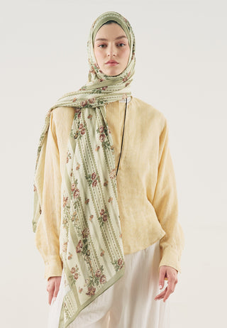 Floral Touch Soft Viscose Hijab Green
