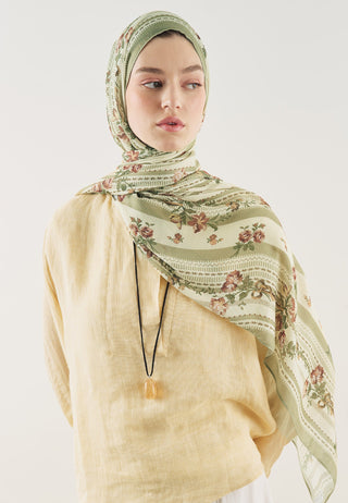 Floral Touch Soft Viscose Hijab Green