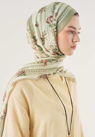 Floral Touch Soft Viscose Hijab Green