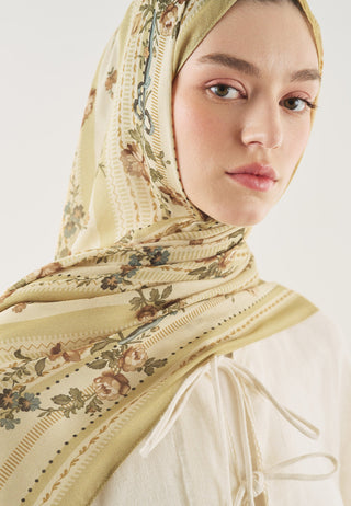 Floral Touch Soft Viscose Hijab Soft Yellow